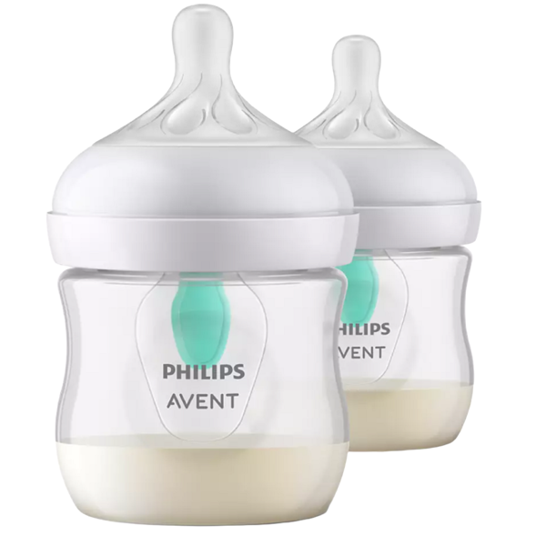 საბავშვო ბოთლი Philips Avent SCY670/02 Natural Response, 125Ml, 2Pcs, AirFree Vent Baby Bottle, White/Transparent