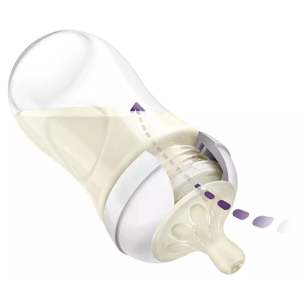 საბავშვო ბოთლი Philips Avent SCY903/01 Natural Response, 0.26l, Baby Bottle, White/Transparent