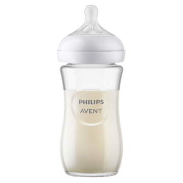 Philips Avent SCY933/01 Natural Response, 240Ml, Glass Baby Bottle, White/Transparent