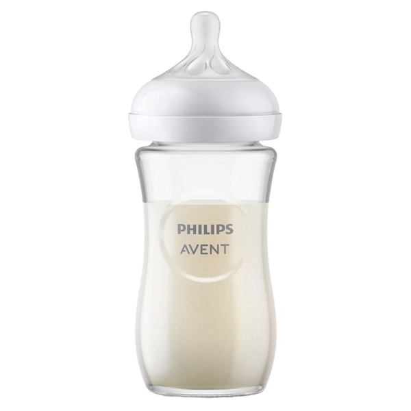 Philips Avent SCY933/01 Natural Response, 240Ml, Glass Baby Bottle, White/Transparent