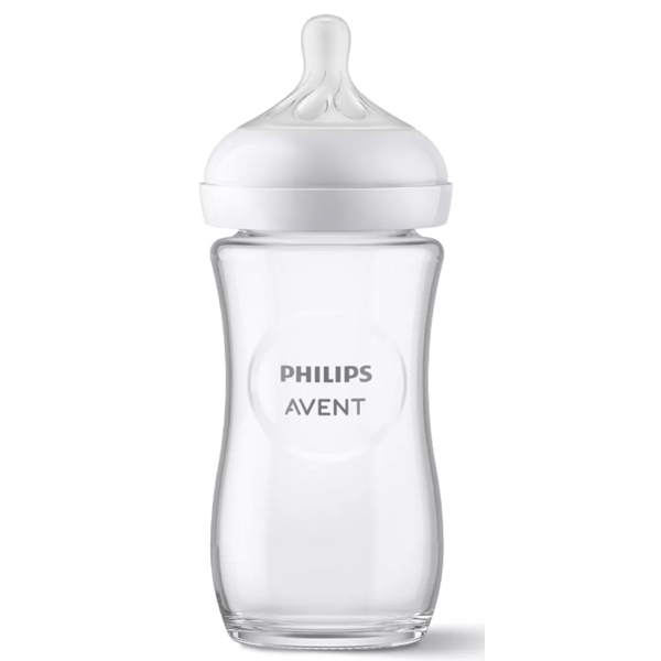 Philips Avent SCY933/01 Natural Response, 240Ml, Glass Baby Bottle, White/Transparent