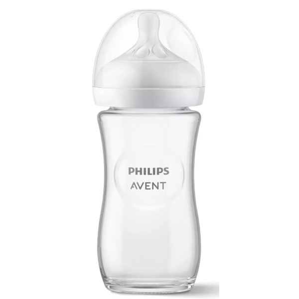 Philips Avent SCY933/01 Natural Response, 240Ml, Glass Baby Bottle, White/Transparent