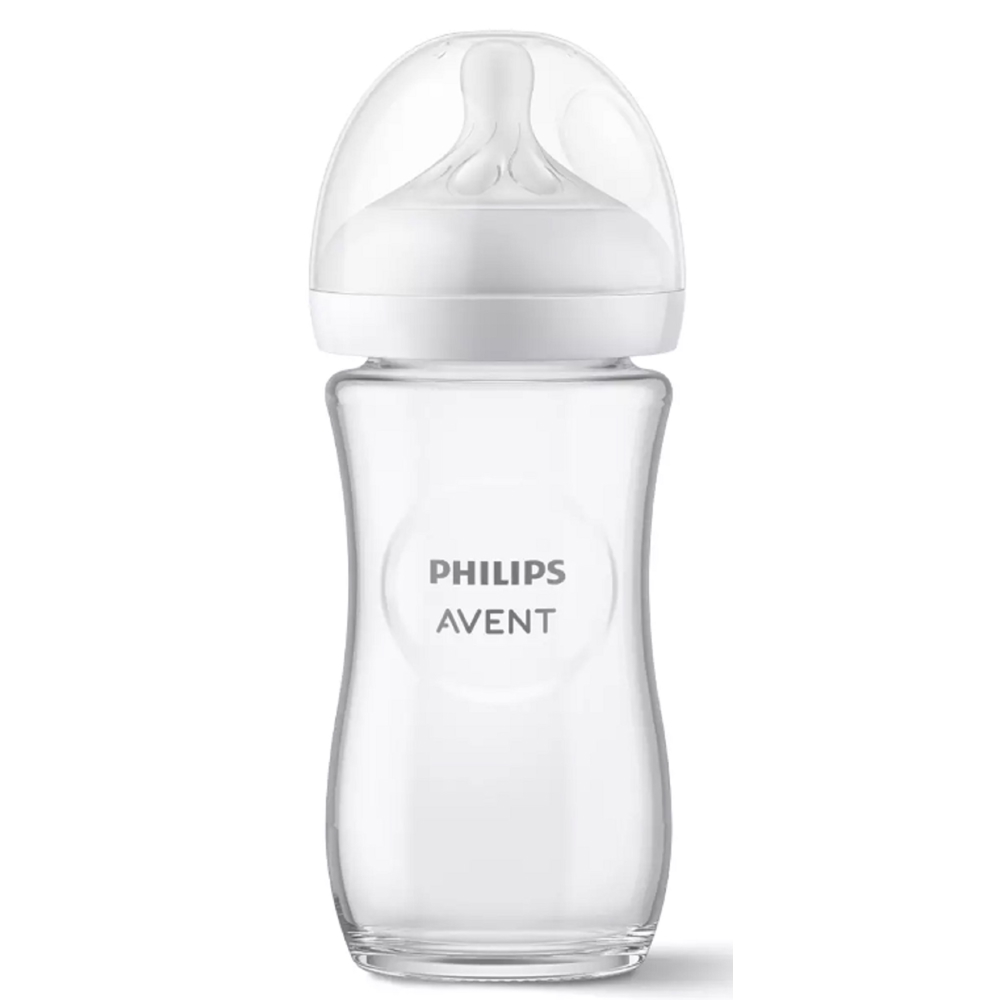 საბავშვო ბოთლი Philips Avent SCY933/01 Natural Response, 240Ml, Glass Baby Bottle, White/Transparent