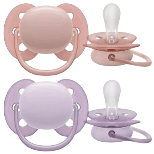 Philips Avent SCF091/31, 0-6m, 2Pcs, Ultrasoft Soother, Pink/Purple