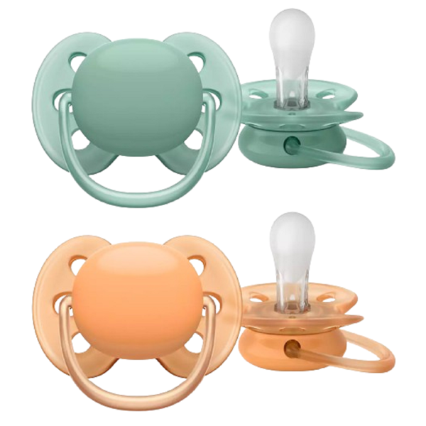 Philips Avent SCF091/03, 0-6m, 2Pcs, Ultrasoft Soother, Green/Orange