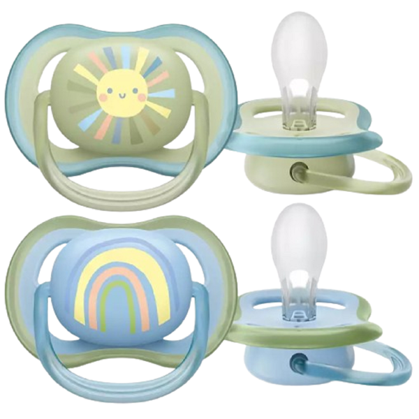 Philips Avent SCF085/58, 0-6m, 2Pcs, Ultrasoft Soother, Blue/Green