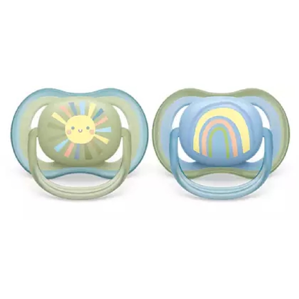 Philips Avent SCF085/58, 0-6m, 2Pcs, Ultrasoft Soother, Blue/Green