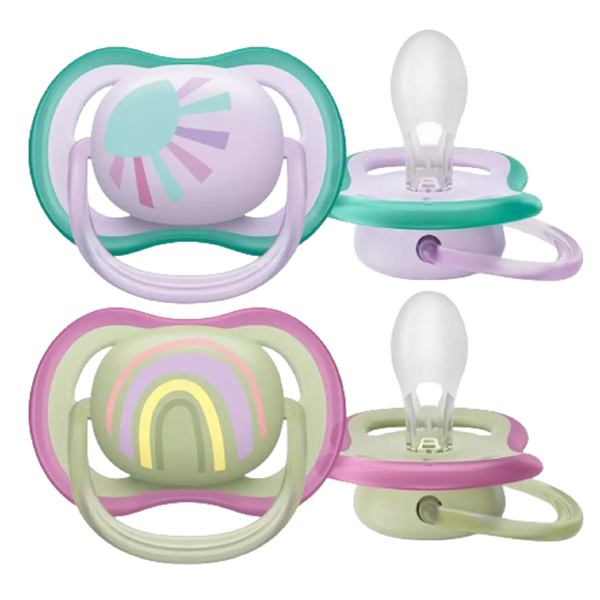 Philips Avent SCF085/59, 0-6m, 2Pcs, Ultrasoft Soother, Green/Pink