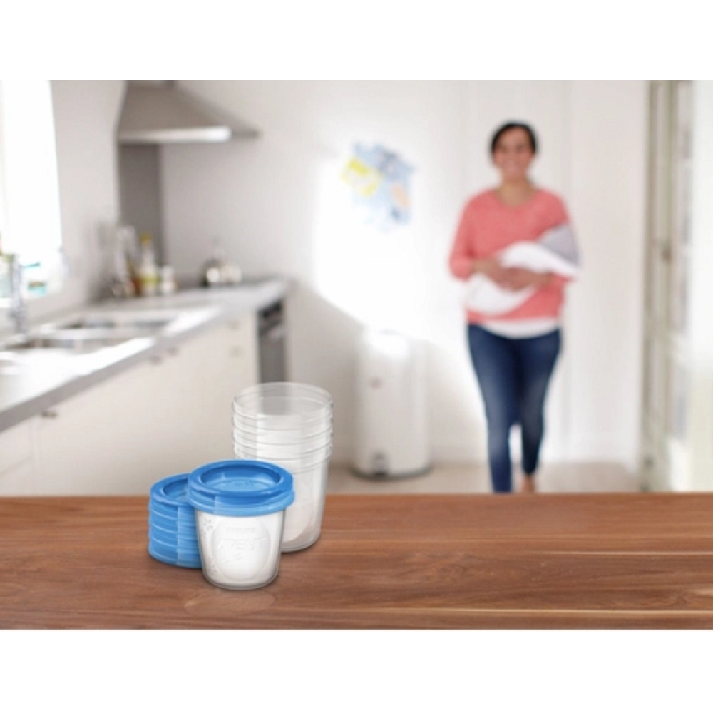 რძის შესანახი კონტეინერი Philips Avent SCF619/05, 5pcs, Breast Milk Storage Cup, Transparent