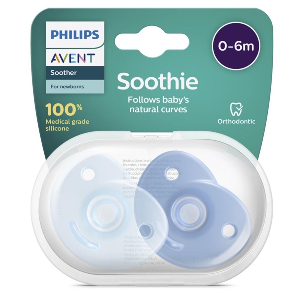 საწოვარა Philips Avent SCF099/21, 0-6m, 2Pcs, Curved Soother, Blue