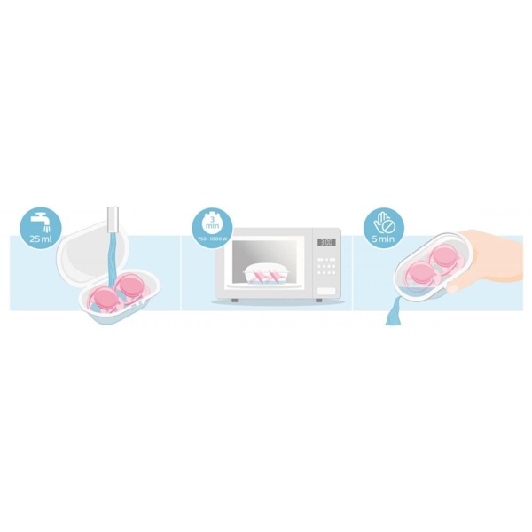 საწოვარა Philips Avent SCF099/22, 0-6m, 2Pcs, Curved Soother, Pink