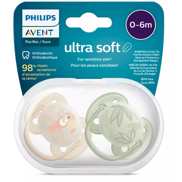 Philips Avent SCF091/07, 0-6m, 2Pcs, Ultra Air Soother, Green/Cream