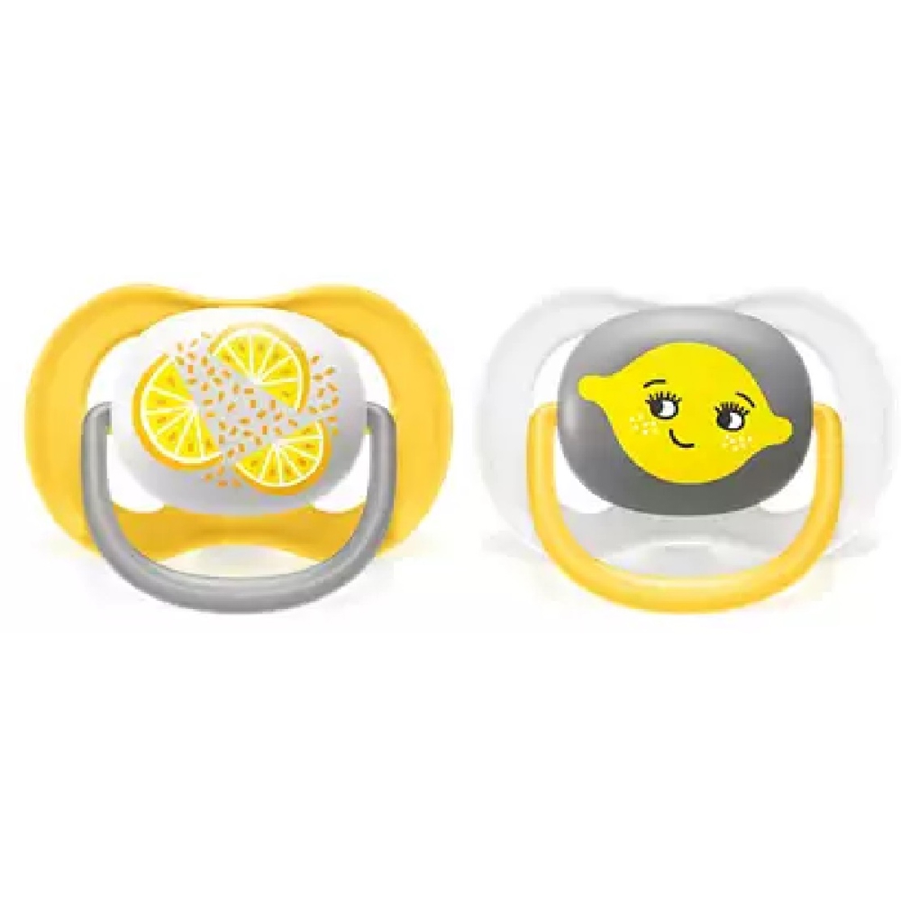 საწოვარა Philips Avent SCF080/18, 6-18m, 2Pcs, Air Soother, White/Yellow