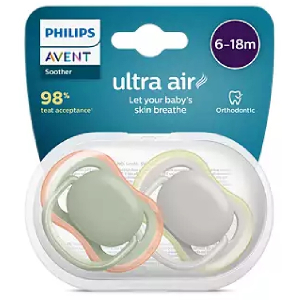 Philips Avent SCF085/20, 6-18m, 2Pcs, Air Soother, Green