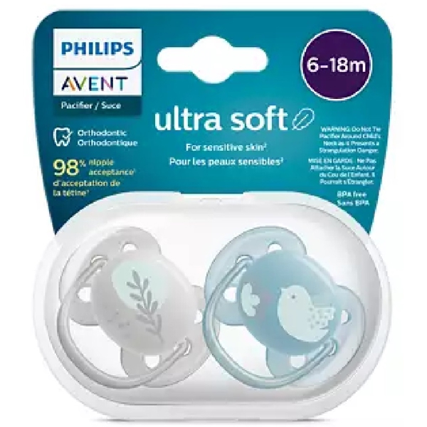 Philips Avent SCF091/15, 6-18m, 2Pcs, Air Soother, Grey/Blue