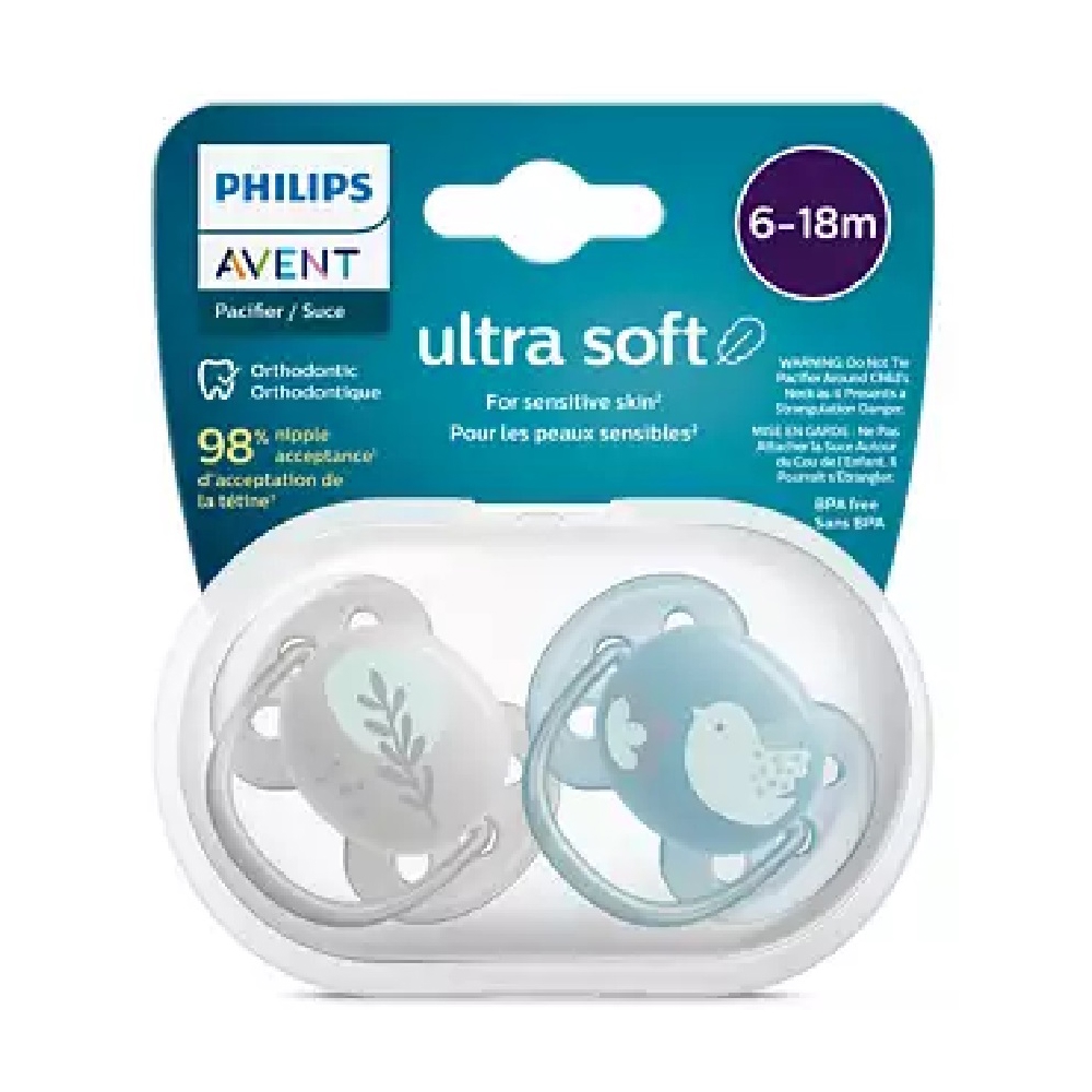 საწოვარა Philips Avent SCF091/15, 6-18m, 2Pcs, Air Soother, Grey/Blue