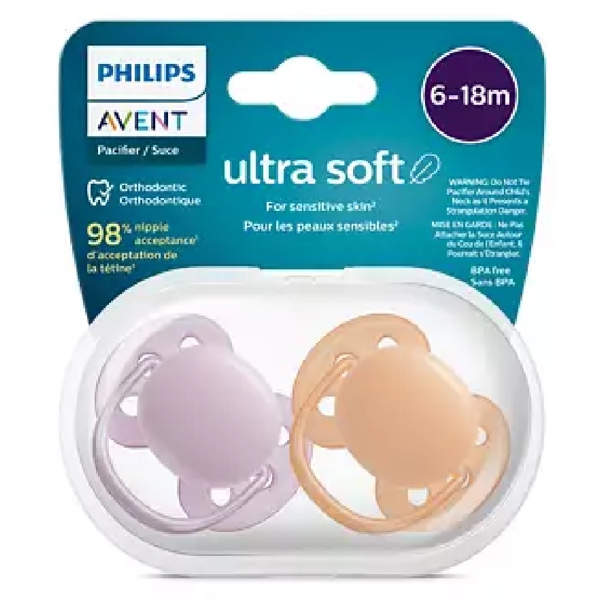 Philips Avent SCF091/33, 6-18m, 2Pcs, Air Soother, Orange/Purple