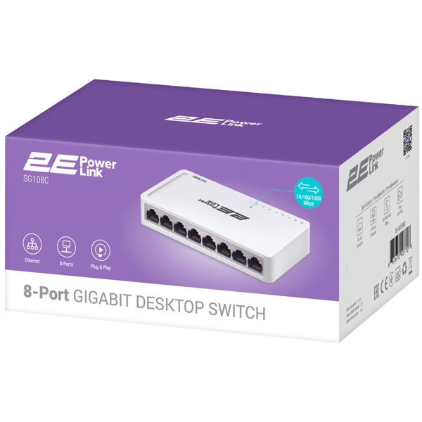 სვიჩი 2E 2E-SF108C, 8-Port, Switch, White