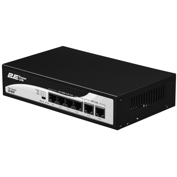 2E 2E-SP402F-2, 6-Port, PoE+ Switch, Black