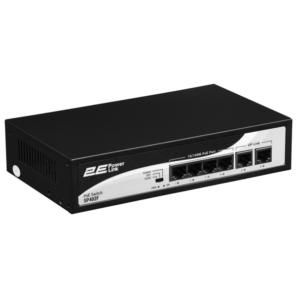 2E 2E-SP402F-2, 6-Port, PoE+ Switch, Black