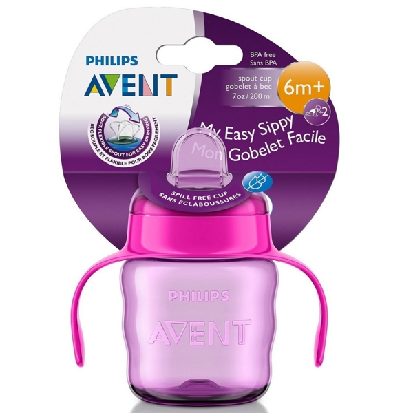 Philips Avent SCF551/03 Natural Response, 200Ml, Baby Bottle, Pink/Transparent