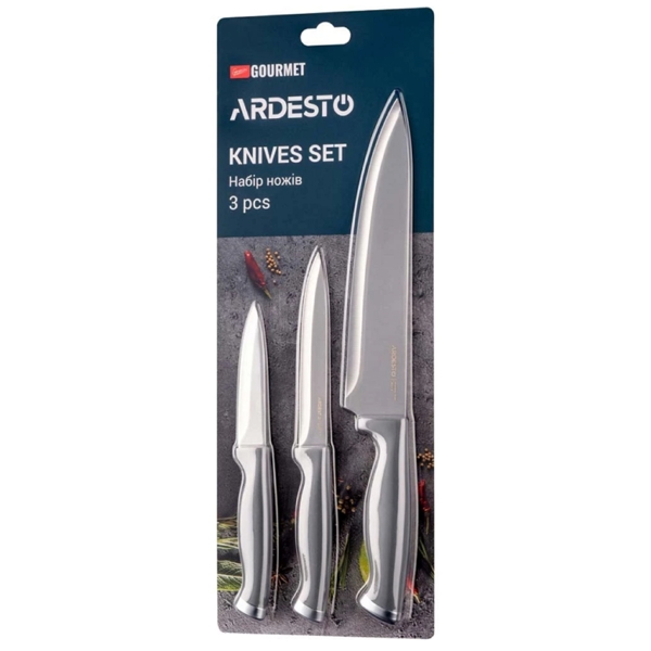 დანების ნაკრები Ardesto AR2103GR, 3Pcs, Knife Set, Grey