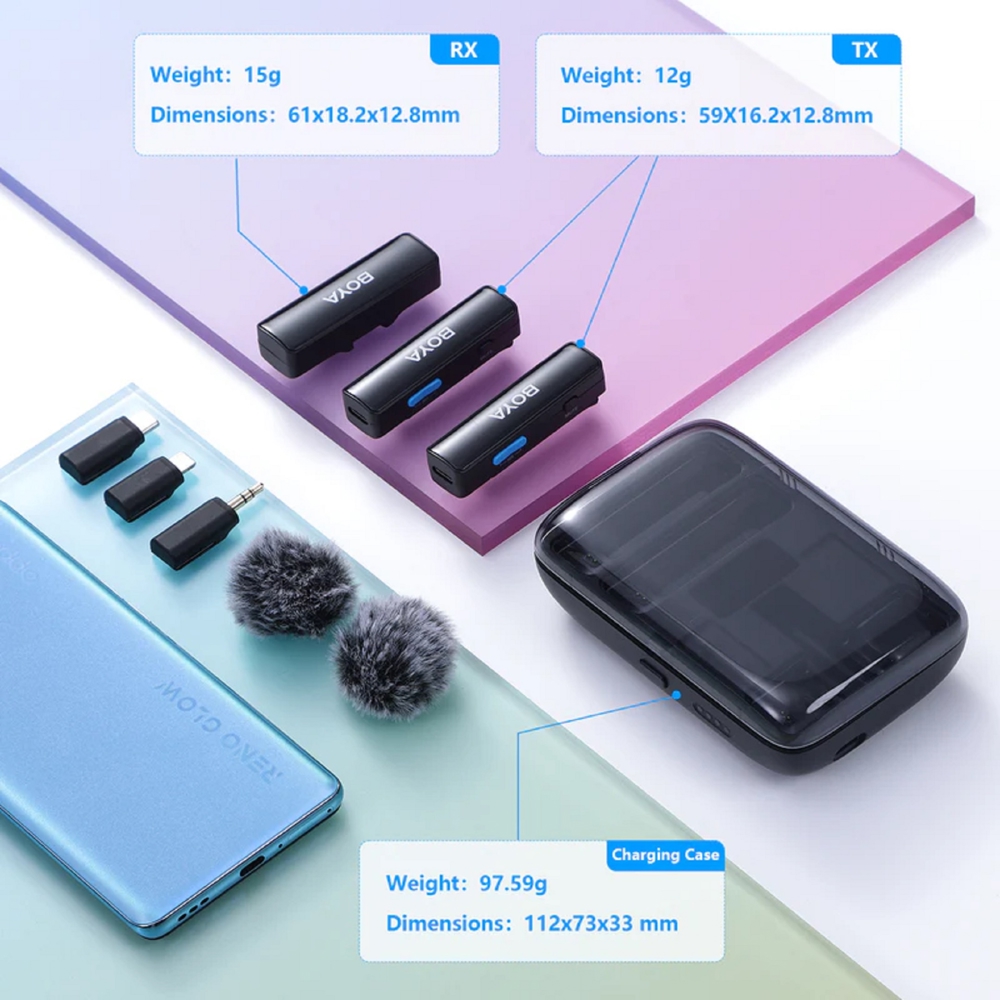 Boya BOYALINK, Microphone Set, USB-C, 3.5mm, TRS, Black