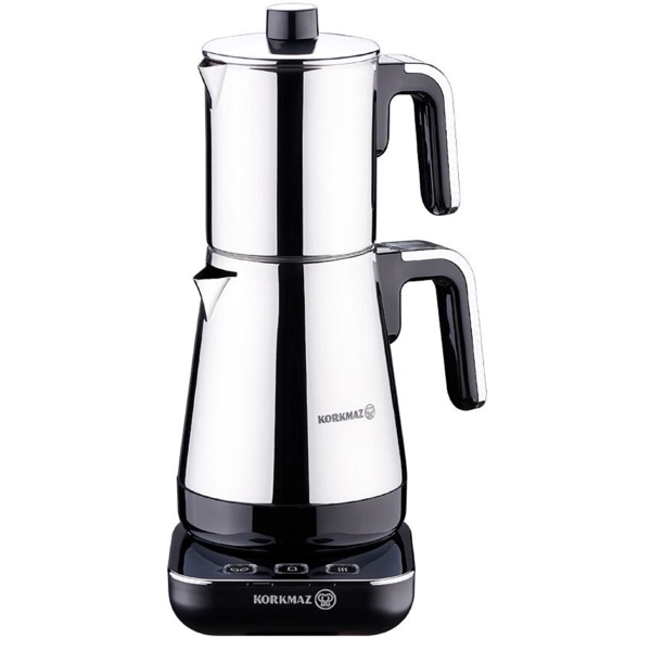 Korkmaz A850-02 Moderna, 1600W, 1.3L, Tea Maker, Black/Chrome