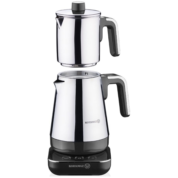 Korkmaz A850-02 Moderna, 1600W, 1.3L, Tea Maker, Black/Chrome