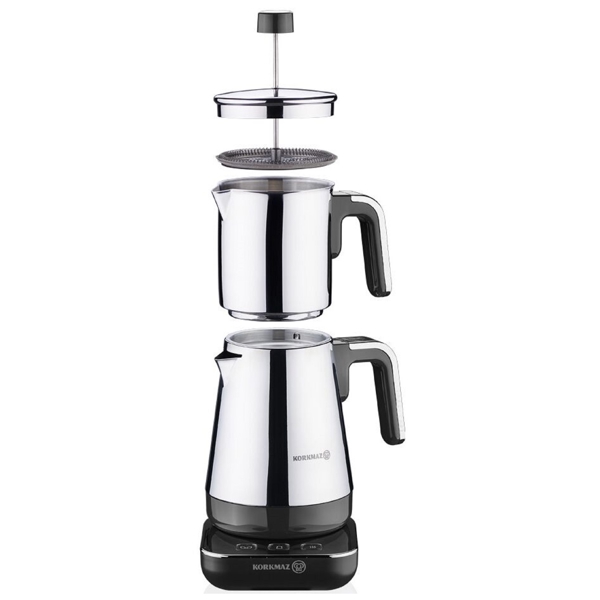 Korkmaz A850-02 Moderna, 1600W, 1.3L, Tea Maker, Black/Chrome