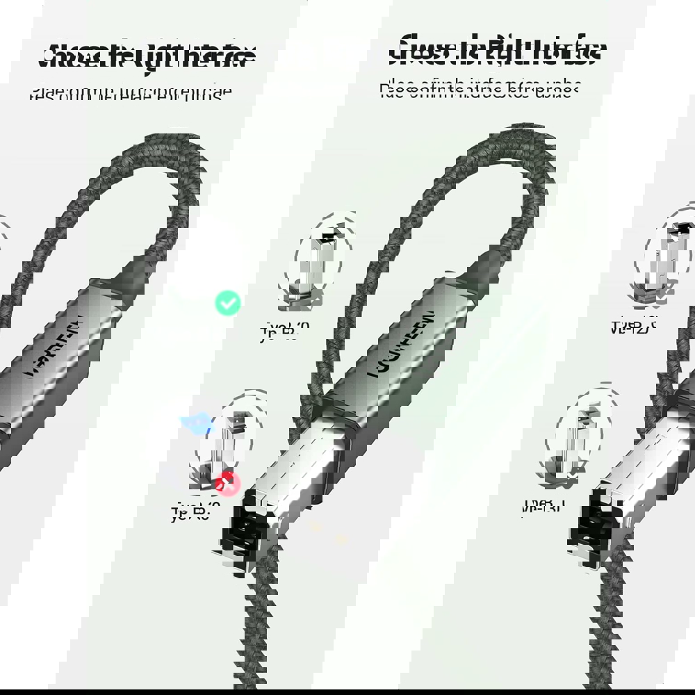 UGREEN (90817), Printer Cable, USB-A To USB-B, 3m, Green