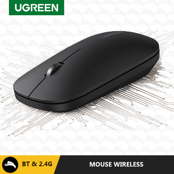 UGREEN 90318, Wireless, USB, Bluetooth, Mouse, Jet Black