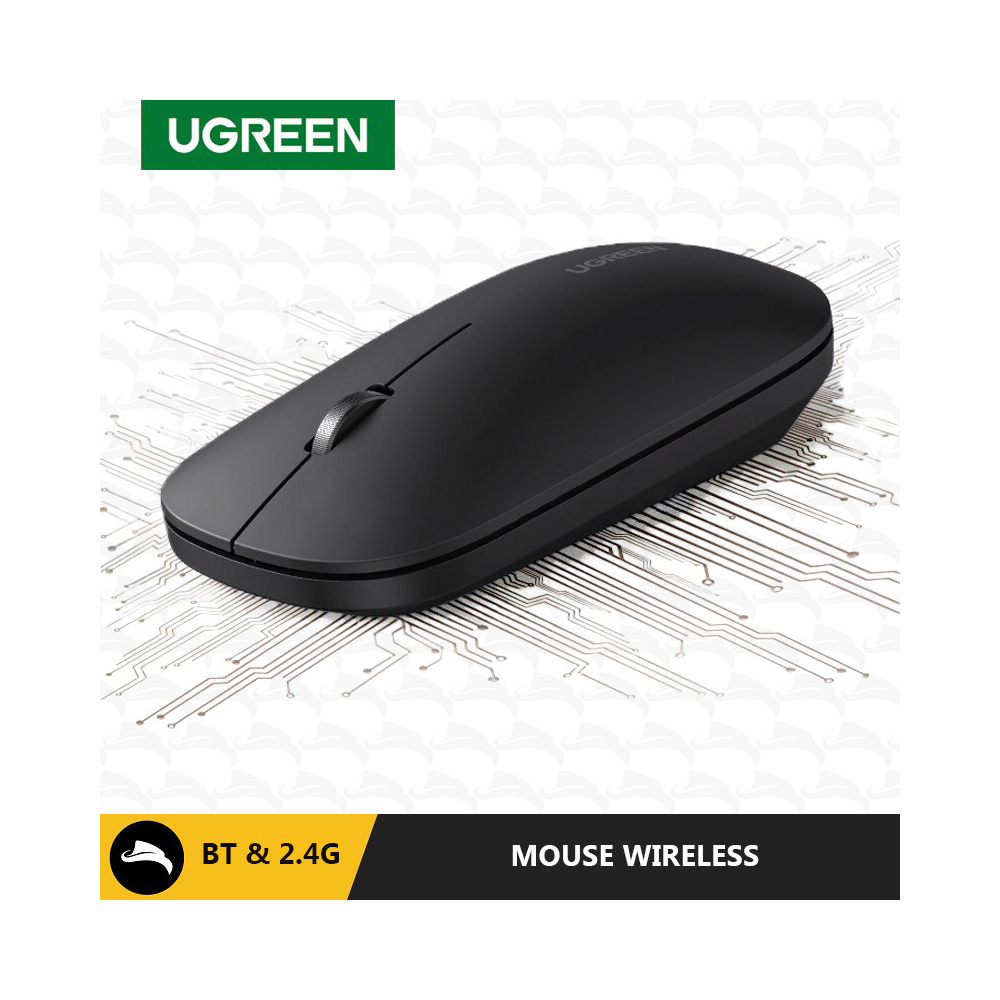 UGREEN 90318, Wireless, USB, Bluetooth, Mouse, Jet Black