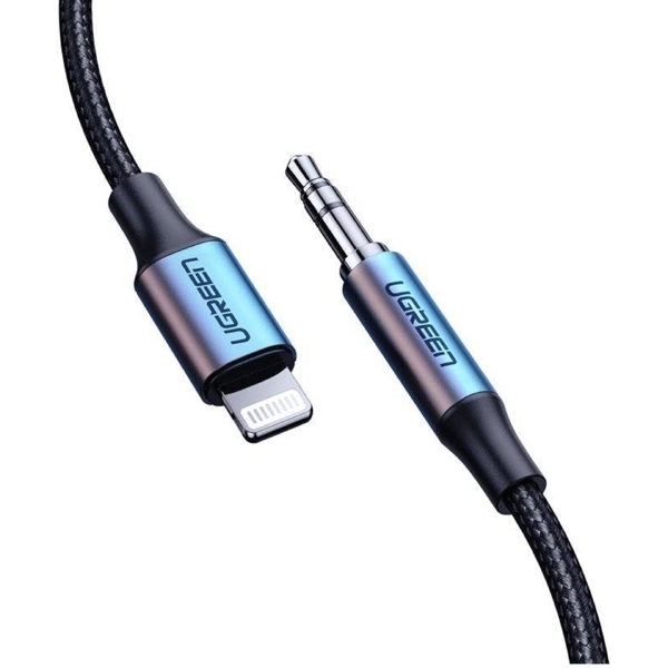 აუდიო ადაპტერი UGREEN US315 (70509),  Lightning To 3.5mm Aux Cable, 1M, Gray/Black