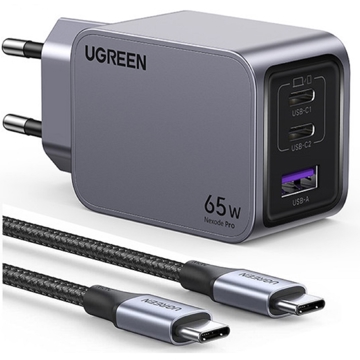 მობილურის დამტენი UGREEN X755 (25871) Nexode Pro, 65W, USB, Type-C with Type-c Cable 1.5m, Grey