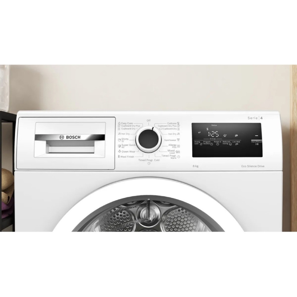 სარეცხის საშრობი მანქანა Bosch WTN86201ME, 8Kg, B, Washing Dryer, White