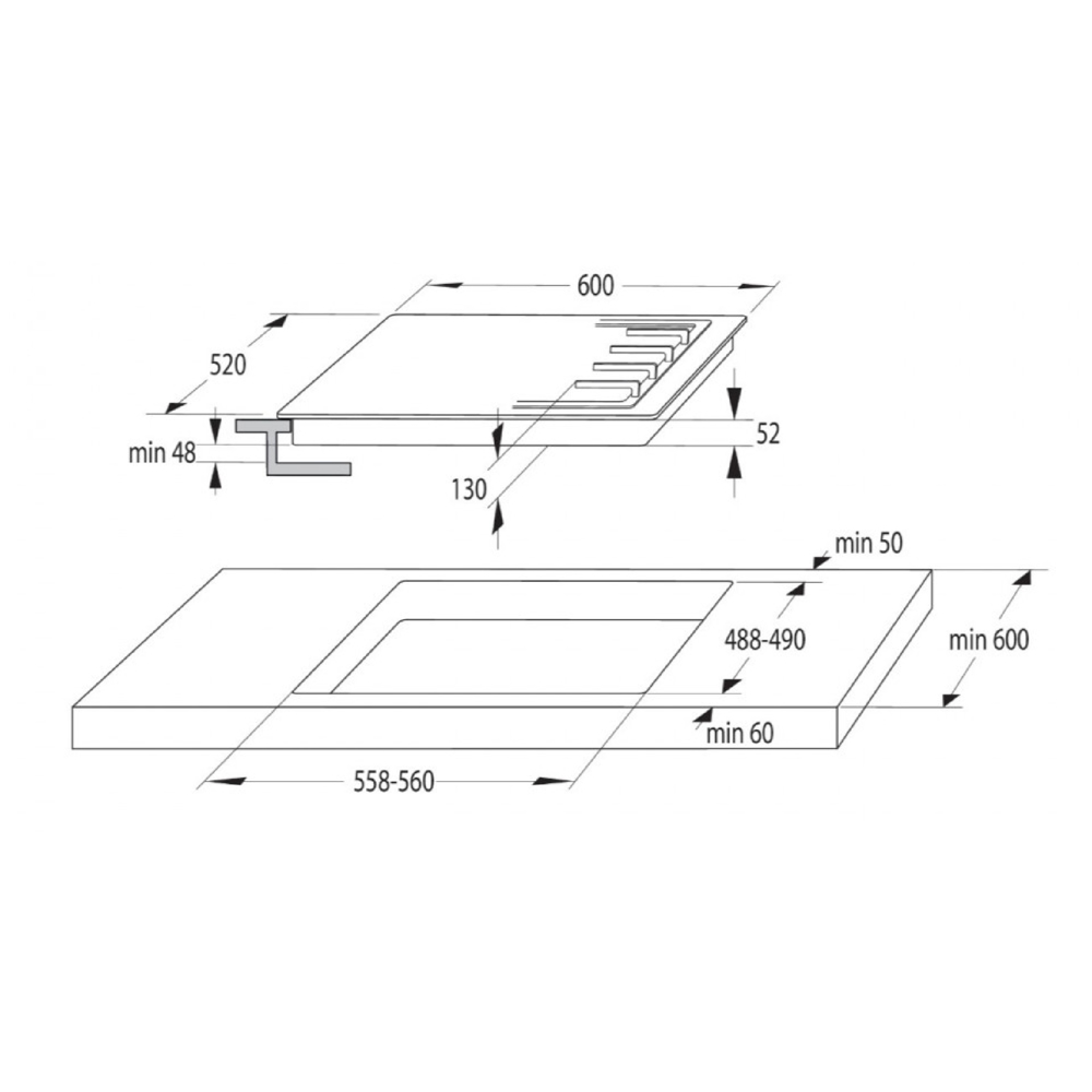 ჩასაშენებელი გაზის ქურის ზედაპირი Gorenje GW642AB, Built-in Gas Cooktop, Black