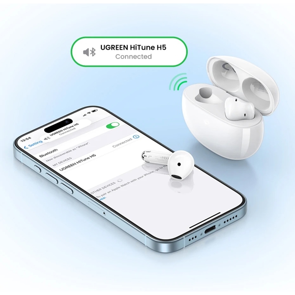 UGREEN WS201(15612) TWS HiTune H5, Earbuds, Wireless, Bluetooth, Ipx5, White