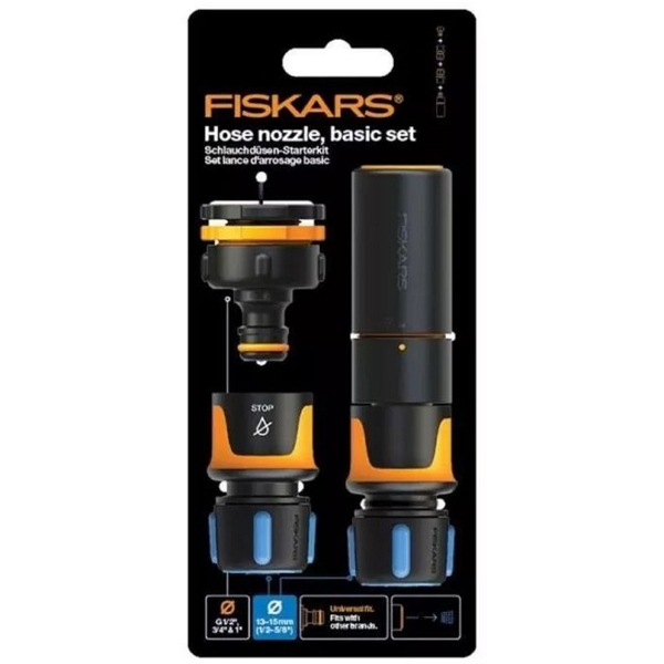 Fiskars 1027091, 4Pcs, Irrigation Nozzle Set, Black/Orange