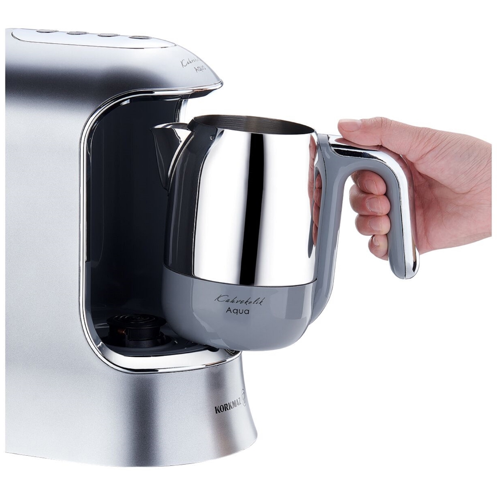 ყავის აპარატი Korkmaz A862-05 Kahvekolik Aqua, 700W, 1.2L, Coffee Machine, Inox/Chrome