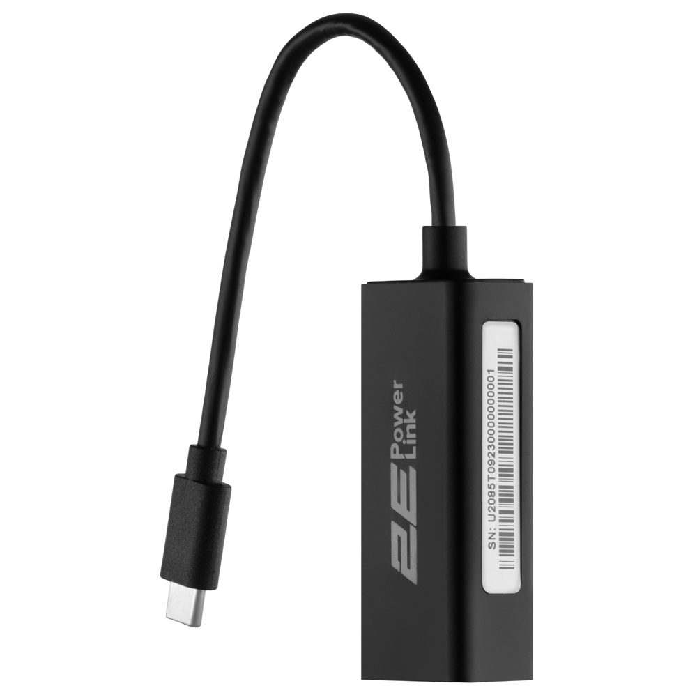2E 2E-U2085T, USB-C Male To Gigabit Ethernet, Adapter, Black