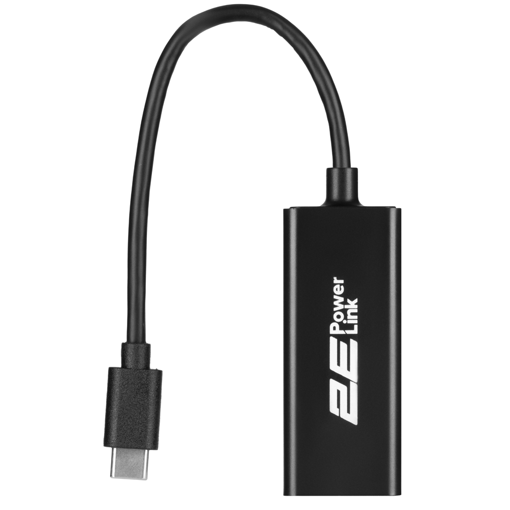 USB ადაპტერი 2E 2E-U2085T, USB-C Male To Gigabit Ethernet, Adapter, Black