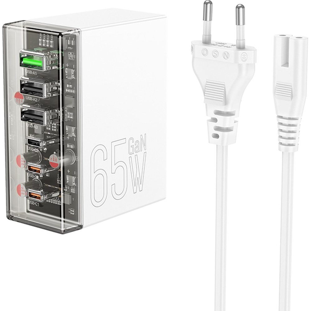 მობილურის დამტენი Hoco N36 FUERZA, 65W, USB, USB Type-C, White