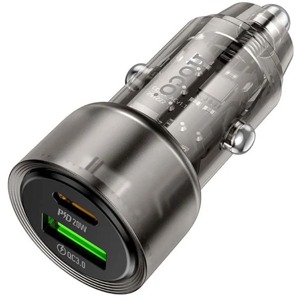 მანქანის დამტენი Hoco Z52 SPACIOUS, 38W, USB Type-C, USB, Black