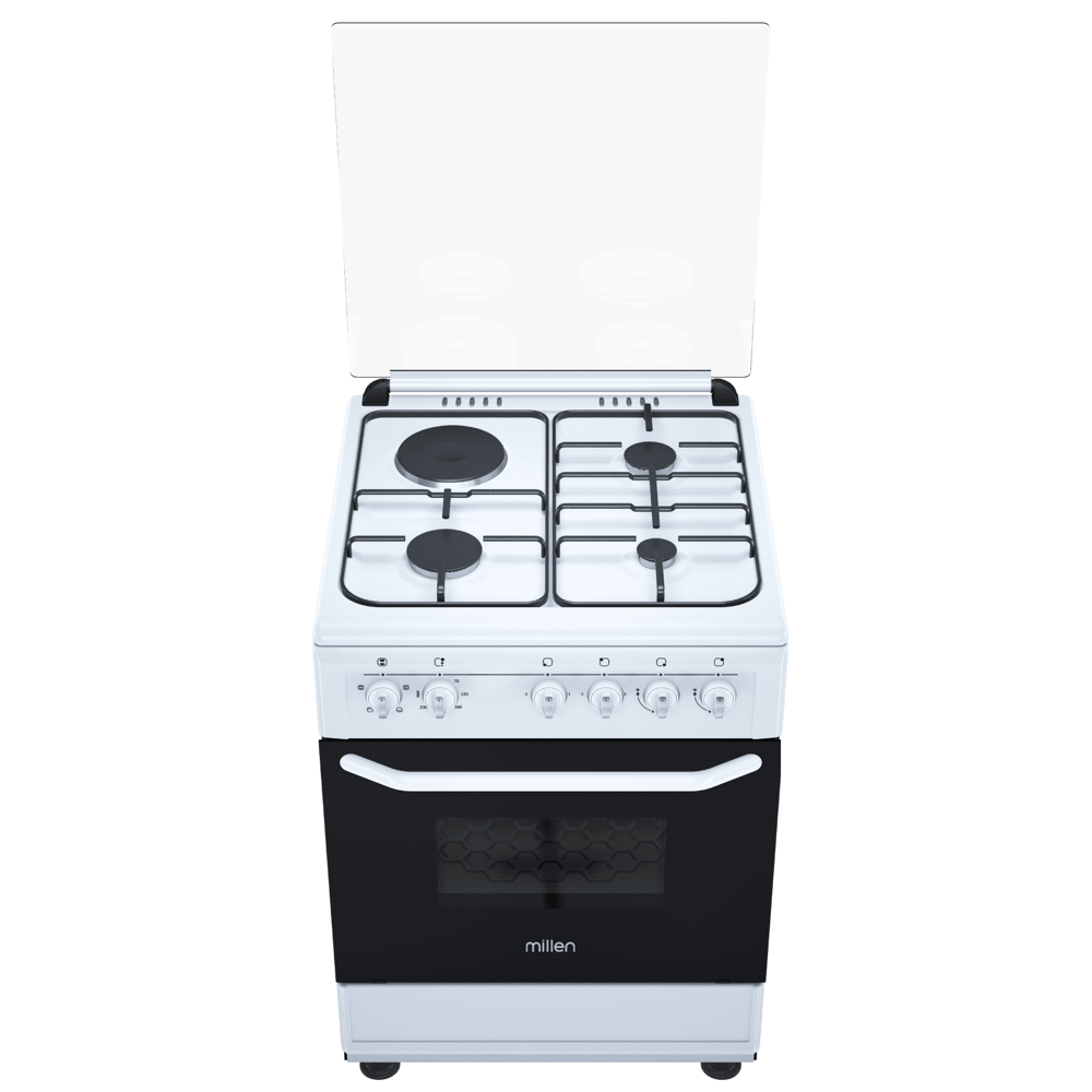 Gas Cooker Millen FT6310GBZW, 3 Gas+ 1 Electric, White