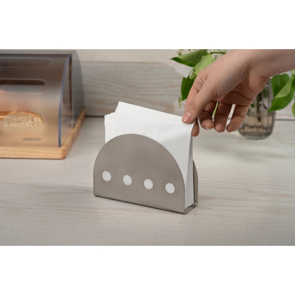 ხელსახოცის ჩასადები Ardesto AR0909G Gemini, Napkin Holder, Silver