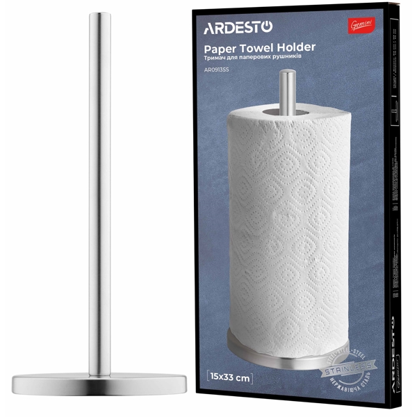 ხელსახოცის სადგამი Ardesto AR0913SS Gemini, Paper Towel Holder, Silver