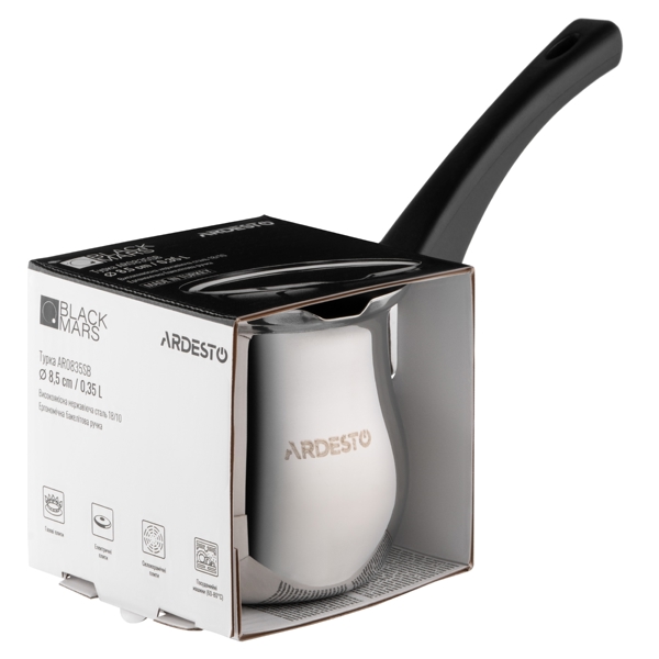 ყავის მადუღარა Ardesto AR0835SB Black Mars, 0.35L, Coffee Pot, Silver