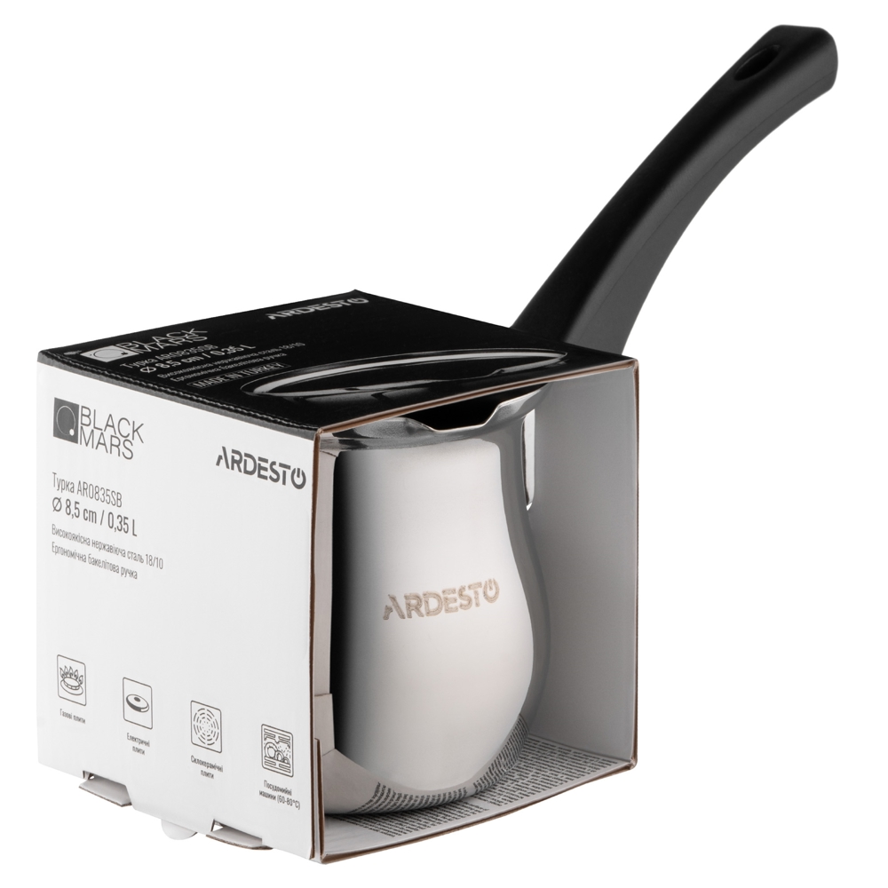 ჯეზვე Ardesto AR0835SB Black Mars, 0.35L, Coffee Pot, Silver