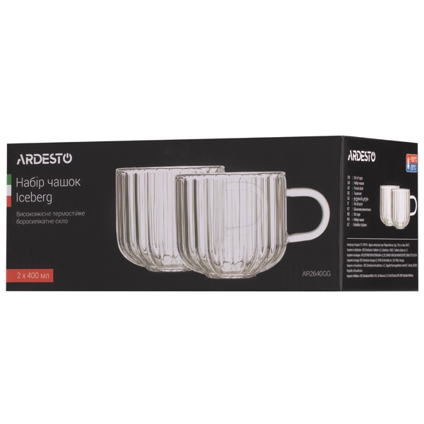 ჭიქების ნაკრები Ardesto AR2640GG Iceberg A, 400ml, 2Pcs, Cup Set